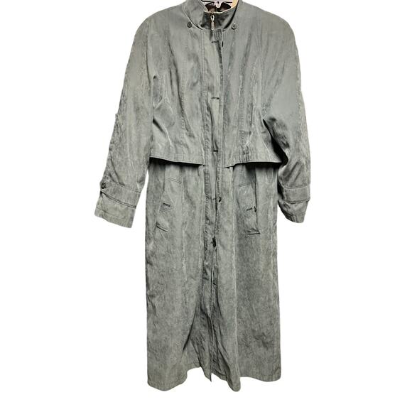 JOHN WEITZ VTG Moss Green long duster water resistant removable liner coat sz 12 - Picture 1 of 12